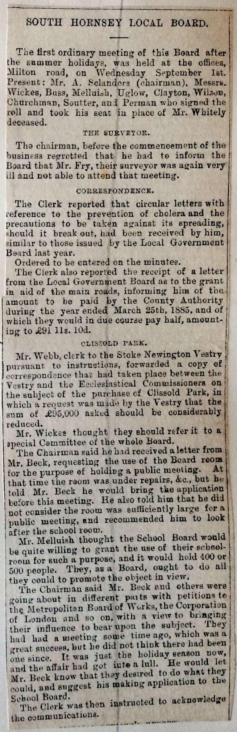 01_09_1886 NEWS CLIPPING South Hornsey Local Board meeting .JPG